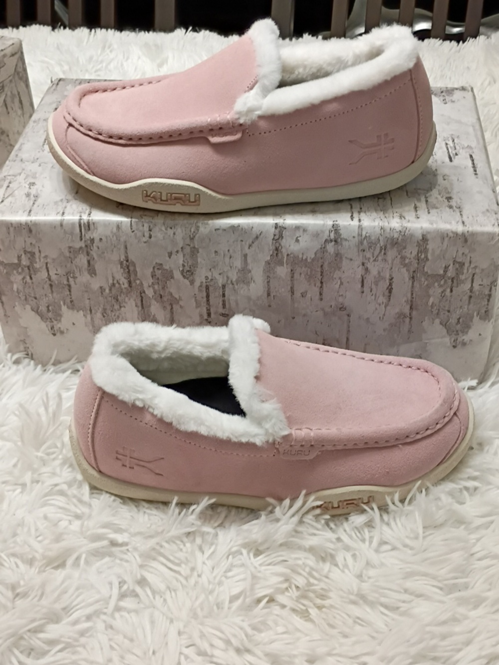 KURU Loft Women's Leather Slipper Pink/White Plantar Fascitis SZ 6.5M